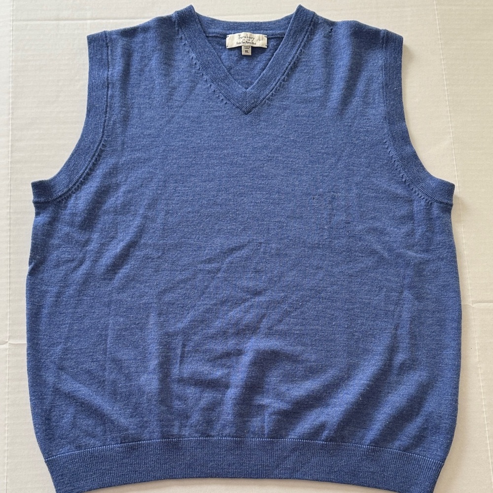 Turnbury Blue Merino Wool Sweater Vest